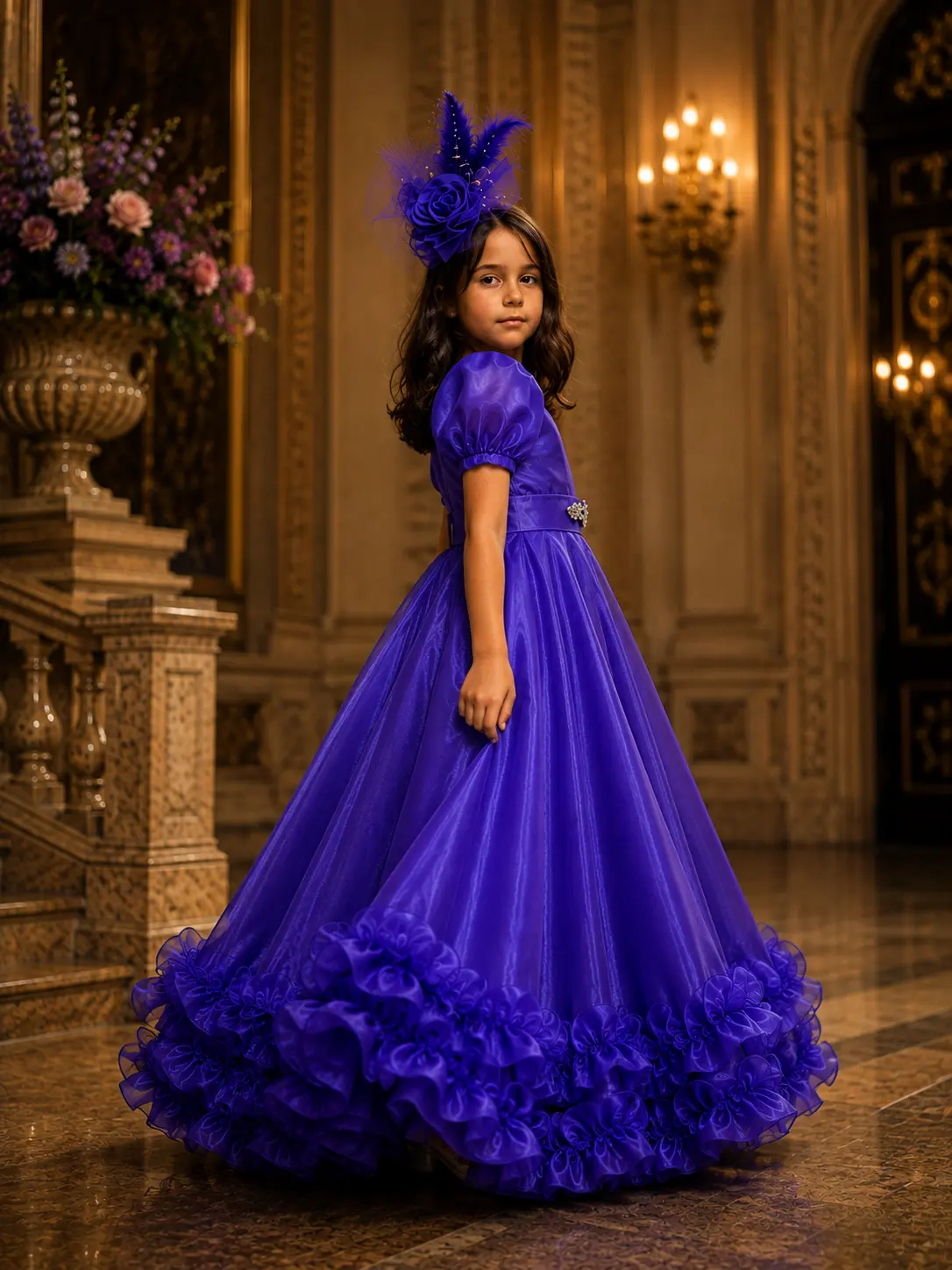 Améthyste — made-to-measure girls’ occasion gown in Purple, side view