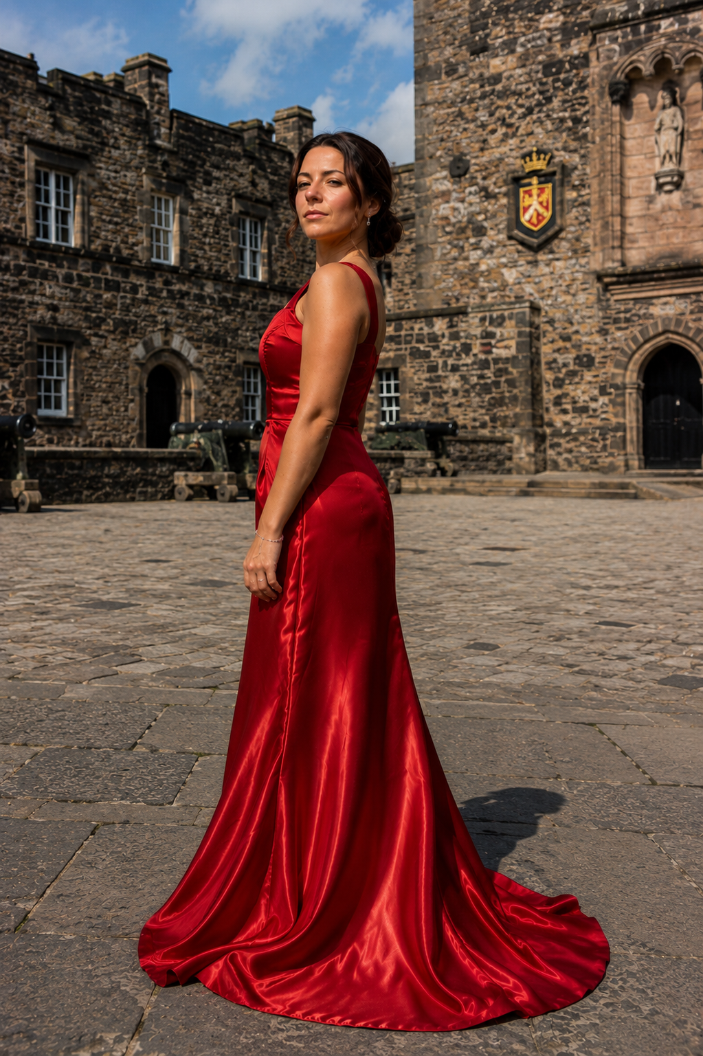 Rouge Élise — made-to-measure statement gown in Red, side view