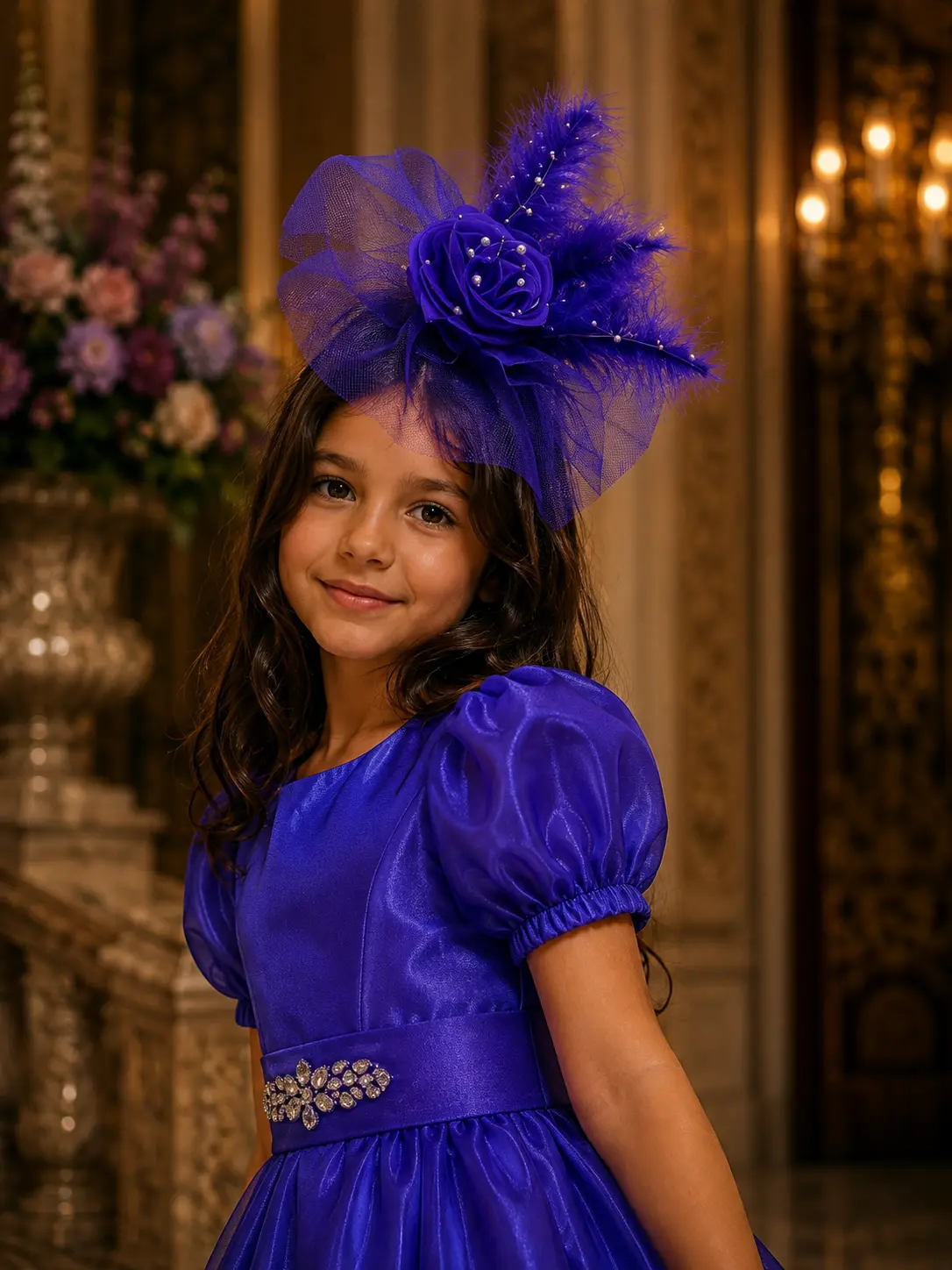 Améthyste — made-to-measure girls’ occasion gown in Purple, front detail