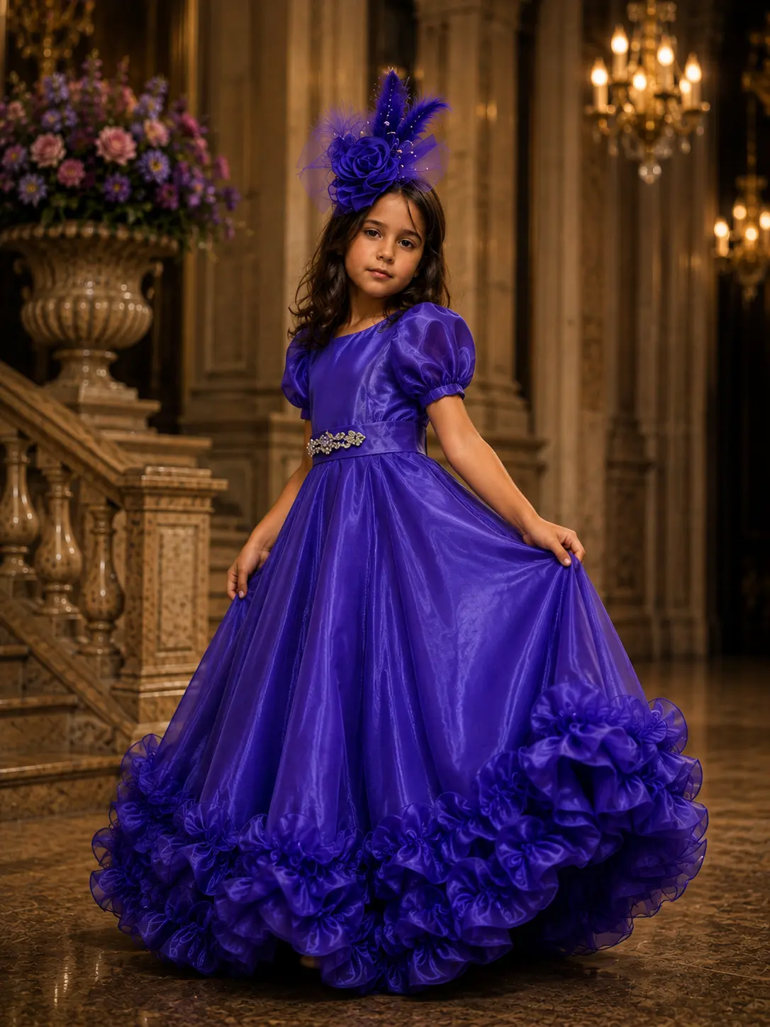 Améthyste — made-to-measure girls’ occasion gown in Purple, front view