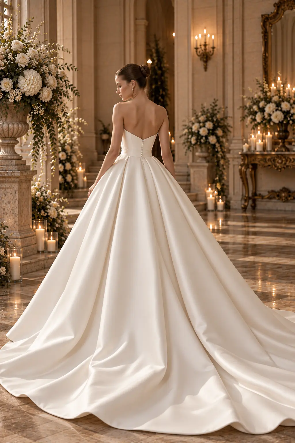 Blanche — made-to-measure wedding gown in Ivory, back view