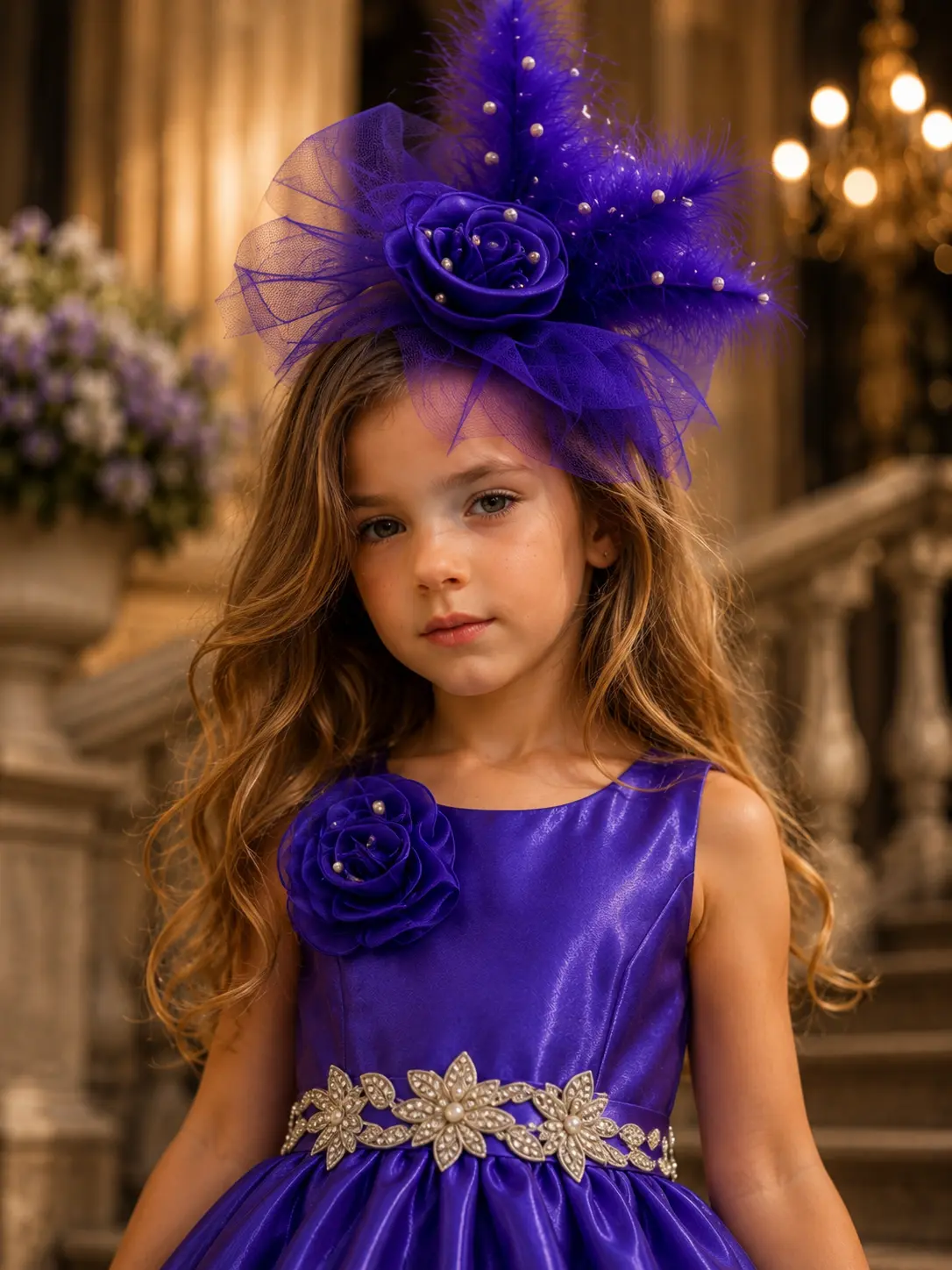 Violette — made-to-measure girls’ occasion dress in Purple, front detail