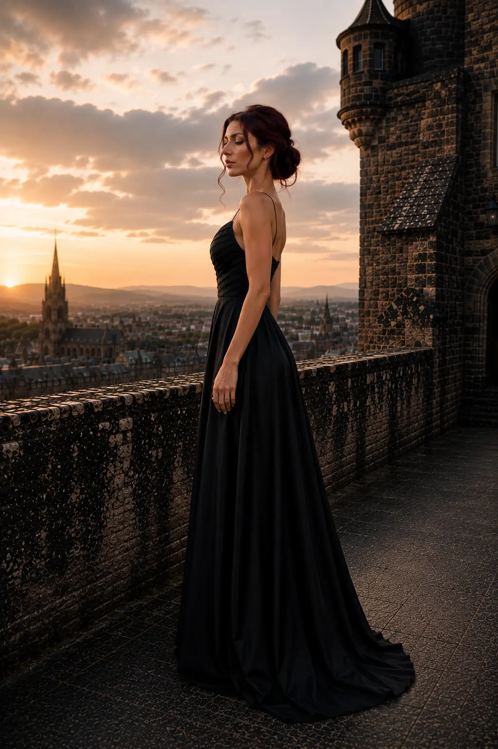 Élodie — made-to-measure evening gown in Black, side view
